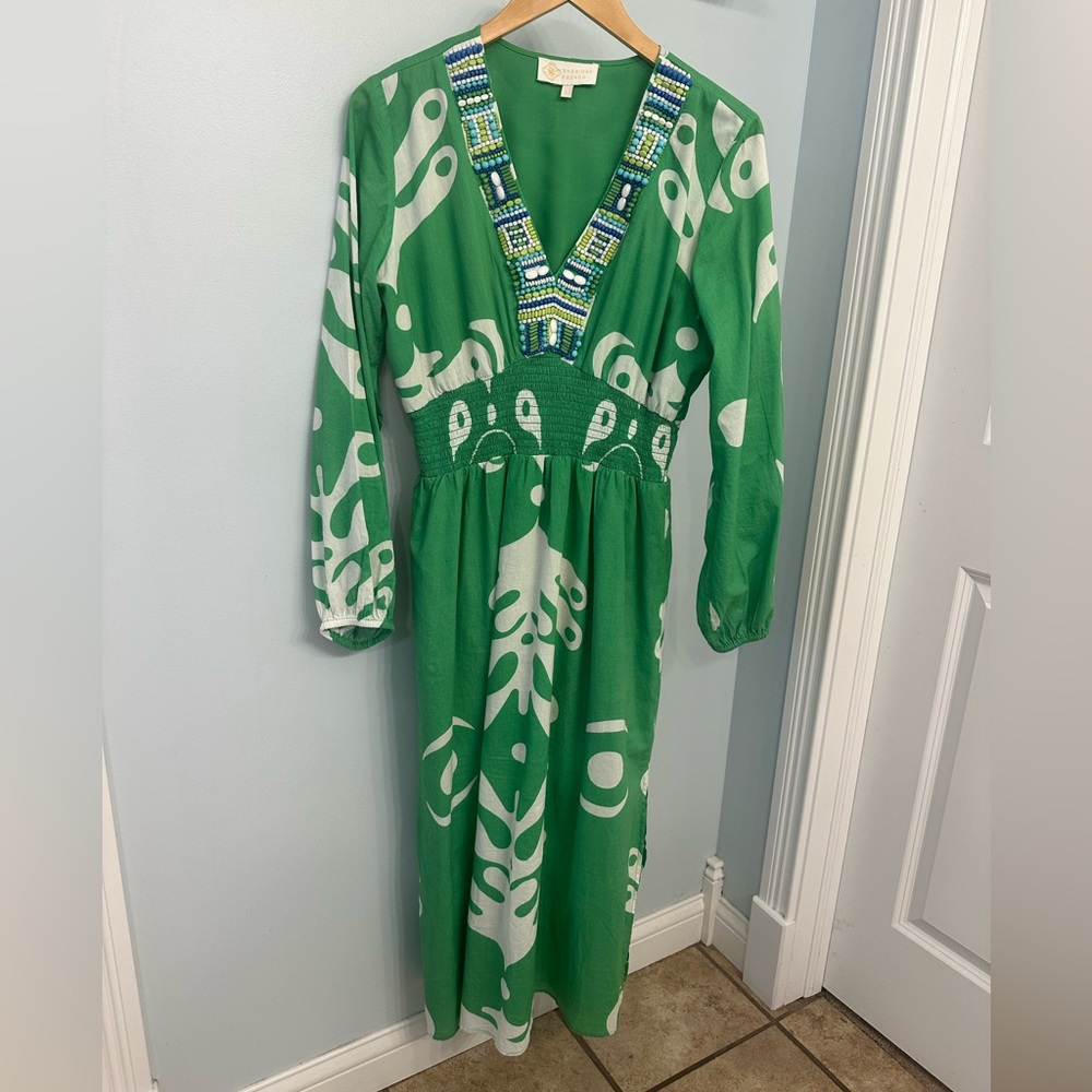 Sheridan French Sadie Dress in Green and White Inkblot
